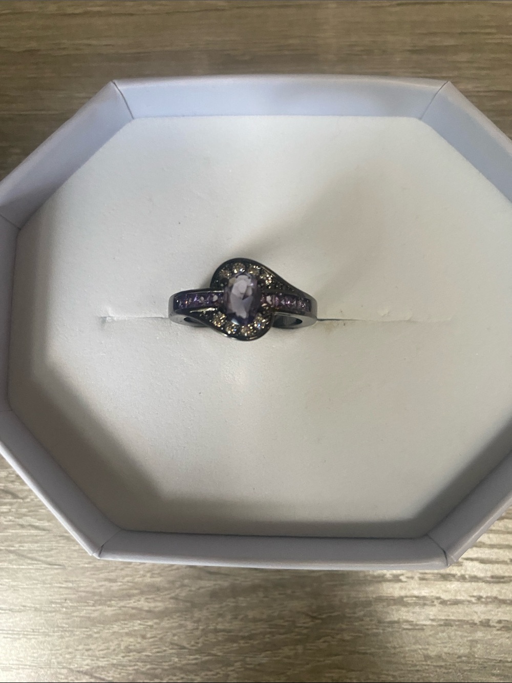 Amethyst & Purple Crystal Halo Ring - Women's Fashion Ring